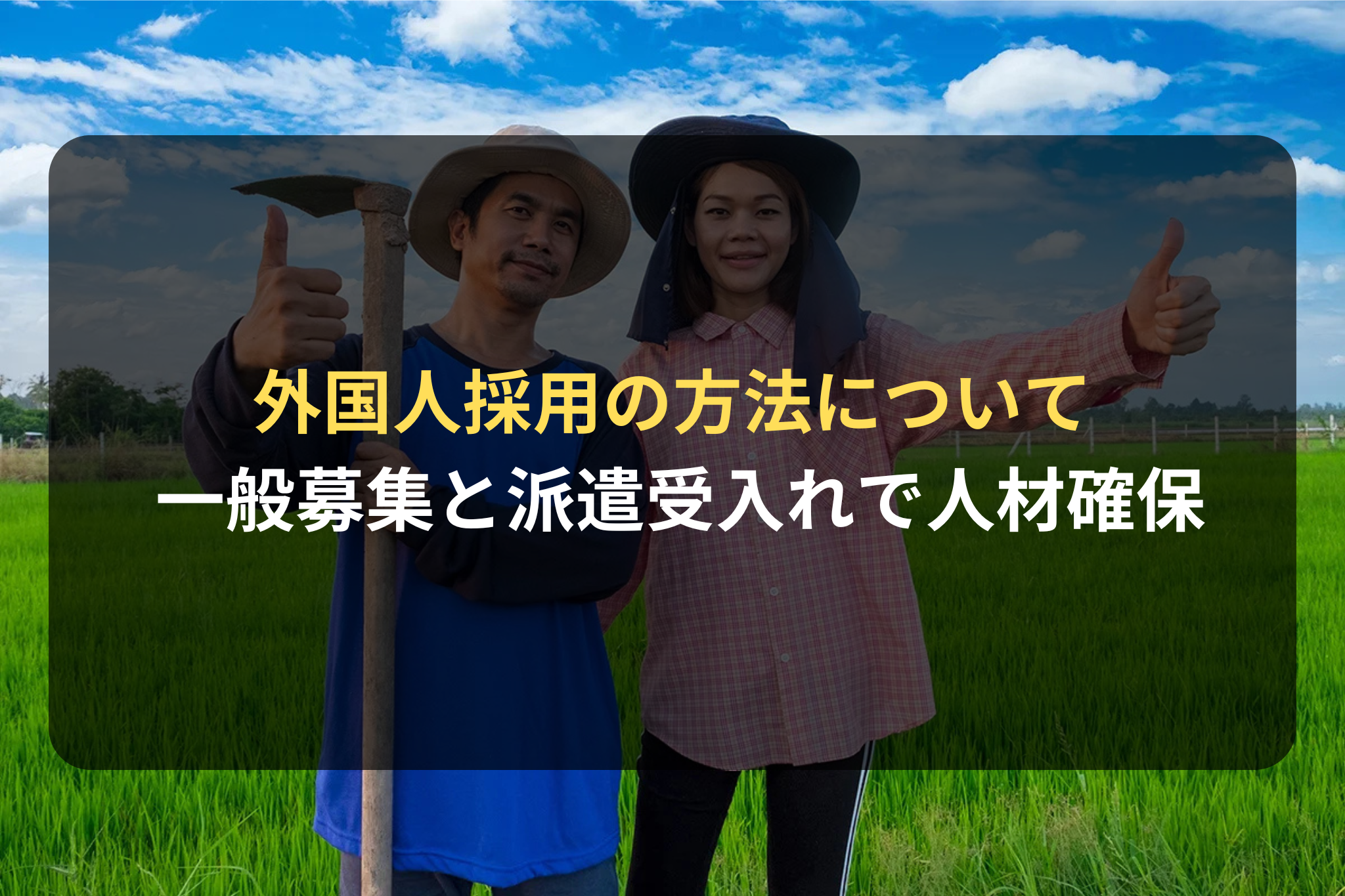外国人採用の方法について
 一般募集と派遣受入れで人材確保
